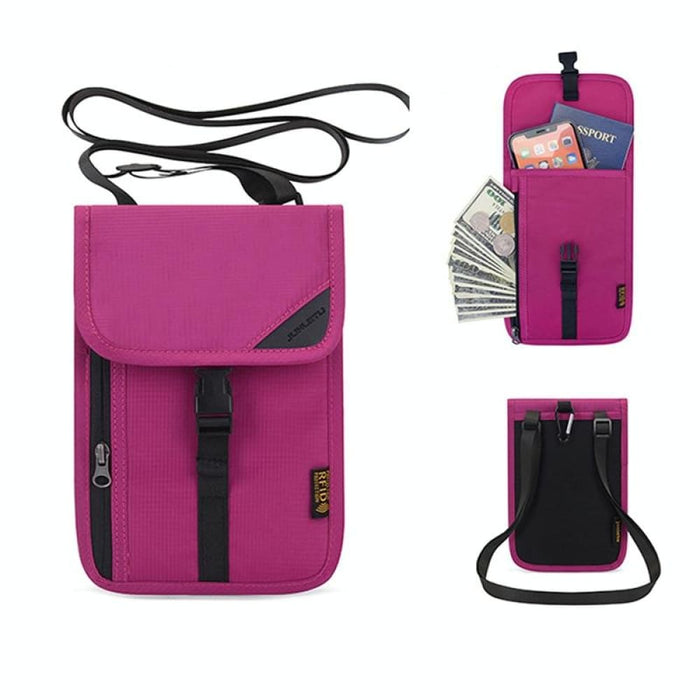 Rfid Travel Passport Bag With Neck Strap
