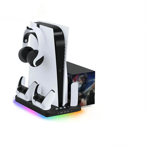 Rgb Cooling Station for Ps5 with Dual Controllers