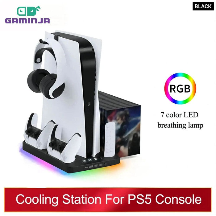 Rgb Cooling Station for Ps5 with Dual Controllers
