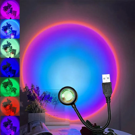 Rgb Sunset Projection Lamp For Photography Selfies Parties