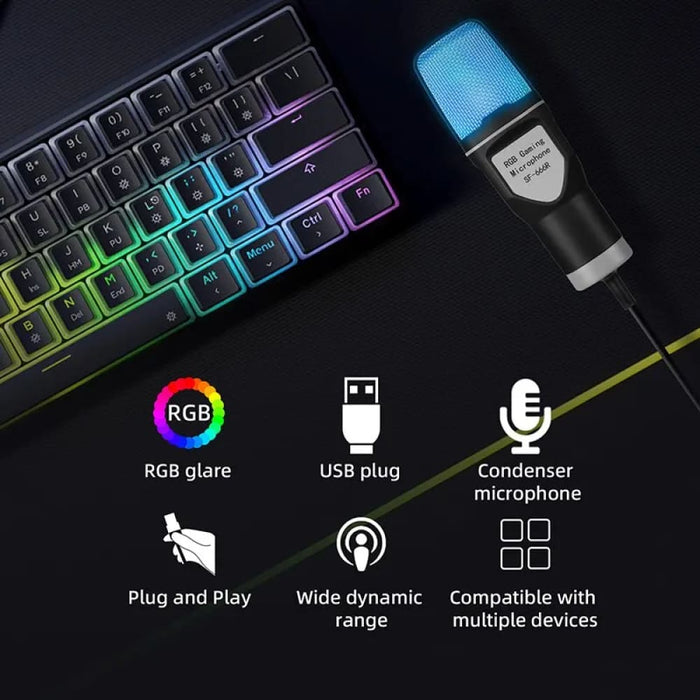 Rgb Usb Microphone For Gaming And Podcasting