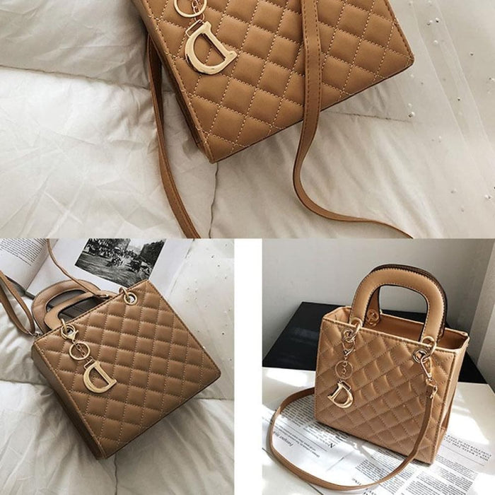 Rhombus Pattern Women Handbag Texture Leather Crossbody Bag