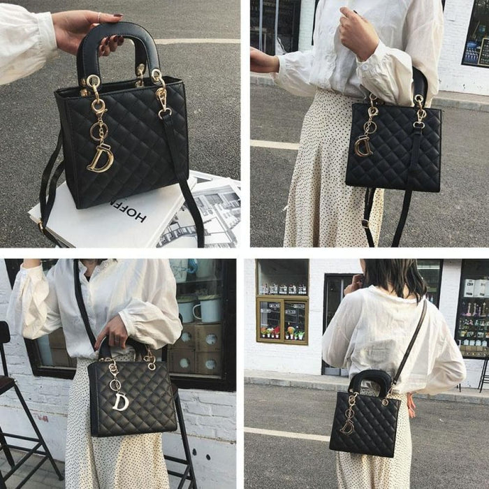 Rhombus Pattern Women Handbag Texture Leather Crossbody Bag