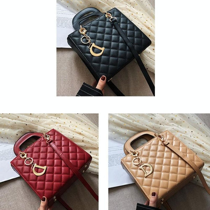 Rhombus Pattern Women Handbag Texture Leather Crossbody Bag