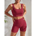 Ribbed Yoga Set Crop Tank And High Waist Shorts