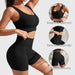 Ribbed Yoga Set Crop Tank And High Waist Shorts