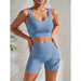 Ribbed Yoga Set Crop Tank And High Waist Shorts