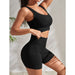 Ribbed Yoga Set Crop Tank And High Waist Shorts