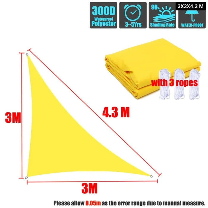 Right Triangle 300d Oxford Yellow Sun Sail Pool Cover