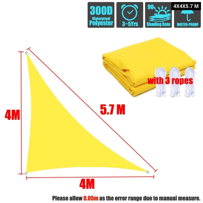 Right Triangle 300d Oxford Yellow Sun Sail Pool Cover
