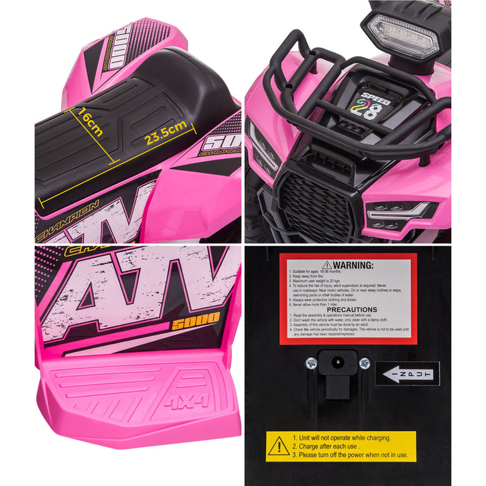 Ride On Car Electric Atv Bike Vehicle For Toddlers Kids Rechargeable Pink