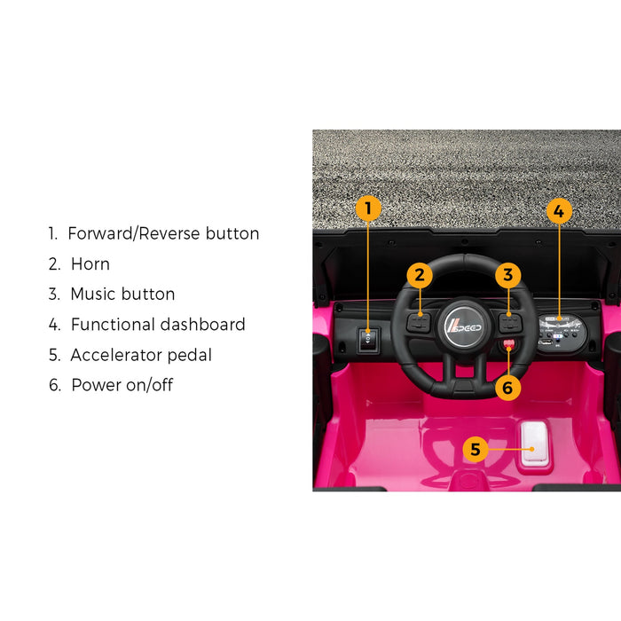 Kids Ride On Cars Remote Control 12V Electric Toy Jeep Horn Music Car Pink