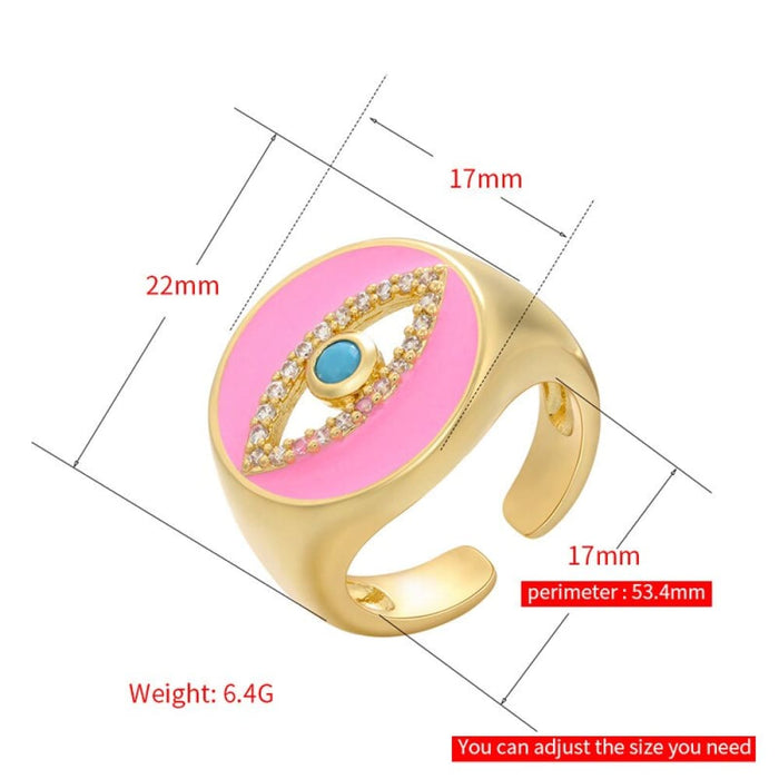 Rock Demon Eye Ring Colourful Enamel Copper Metal Finger