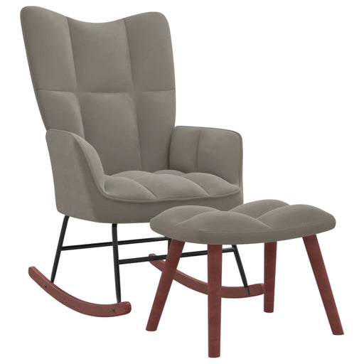 Rocking Chair With a Stool Light Grey Velvet Txnopb