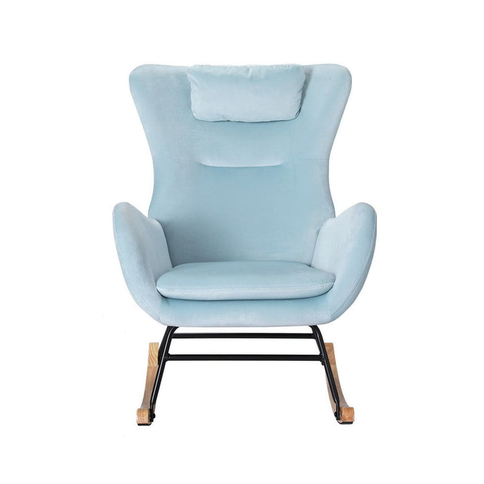 Rocking Chair Velvet Armchair Feeding Blue