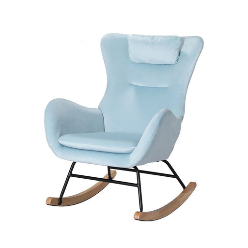 Rocking Chair Velvet Armchair Feeding Blue