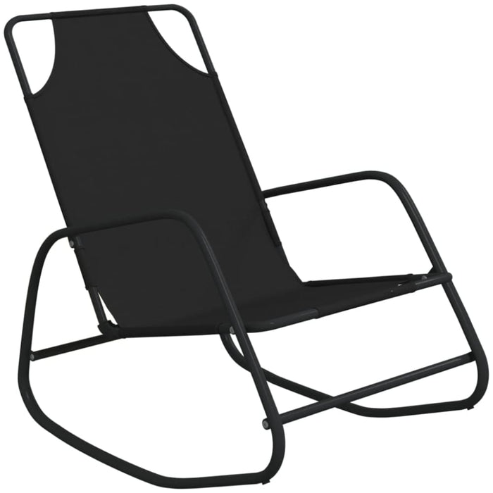 Rocking Sun Lounger Black Steel and Textilene Tonoxa