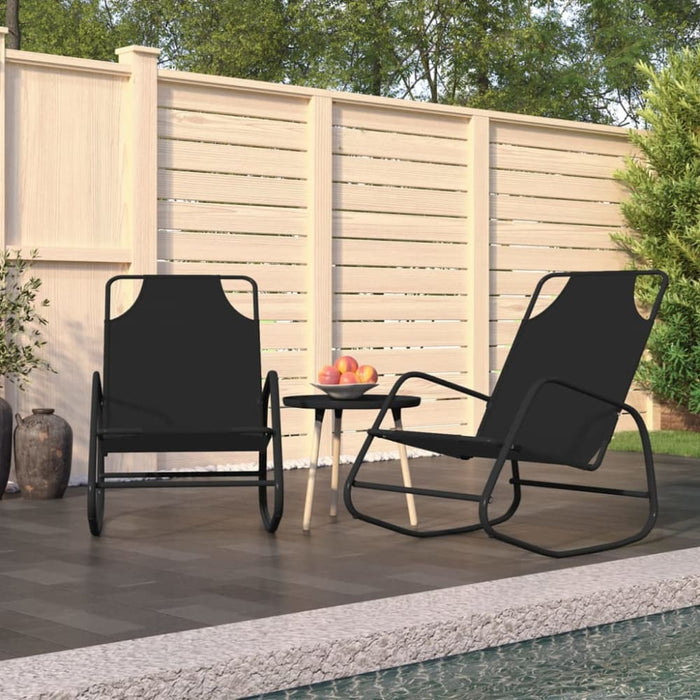 Rocking Sun Loungers 2 Pcs Black Steel and Textilene Tonoab