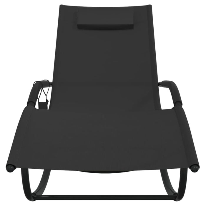 Rocking Sun Loungers 2 Pcs Black Steel and Textilene Tonotl