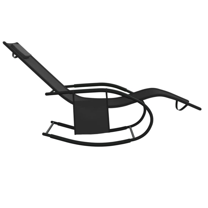 Rocking Sun Loungers 2 Pcs Black Steel and Textilene Tonotl