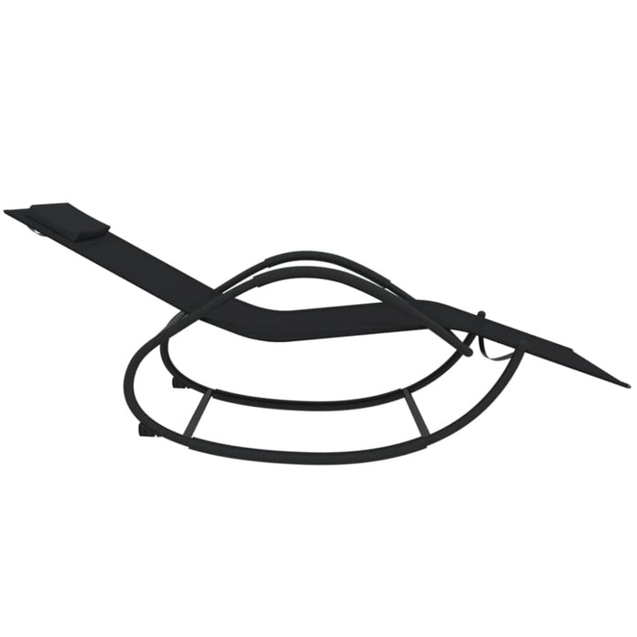 Rocking Sun Loungers 2 Pcs Black Steel and Textilene Tonotx