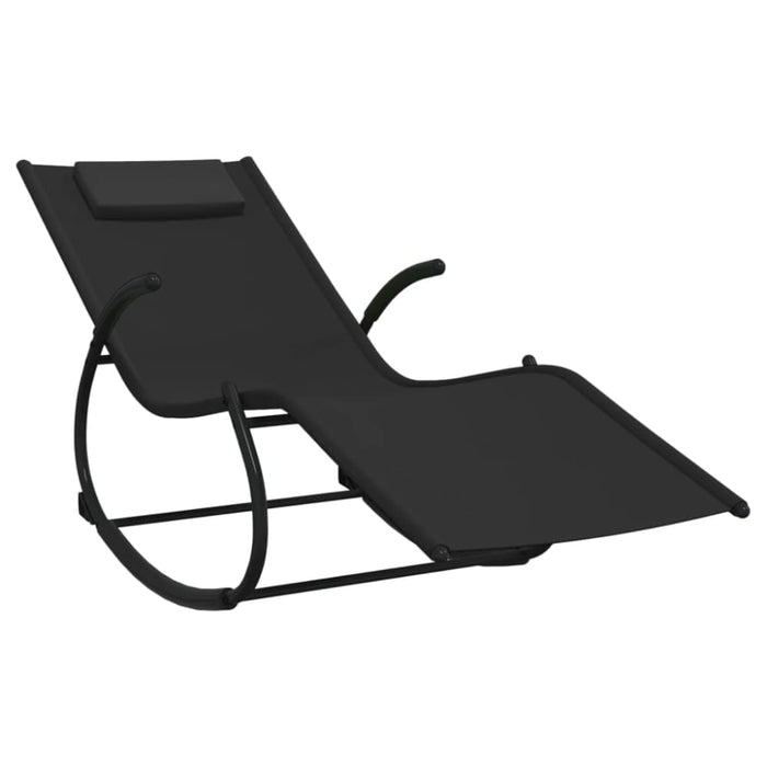 Rocking Sun Loungers 2 Pcs Black Steel and Textilene Tonoxn