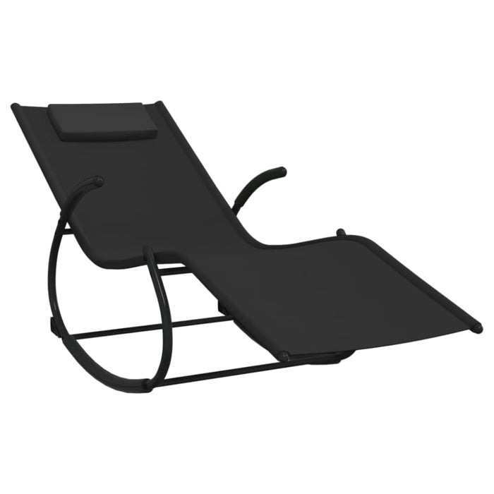 Rocking Sun Loungers 2 Pcs Black Steel and Textilene Tonoxn