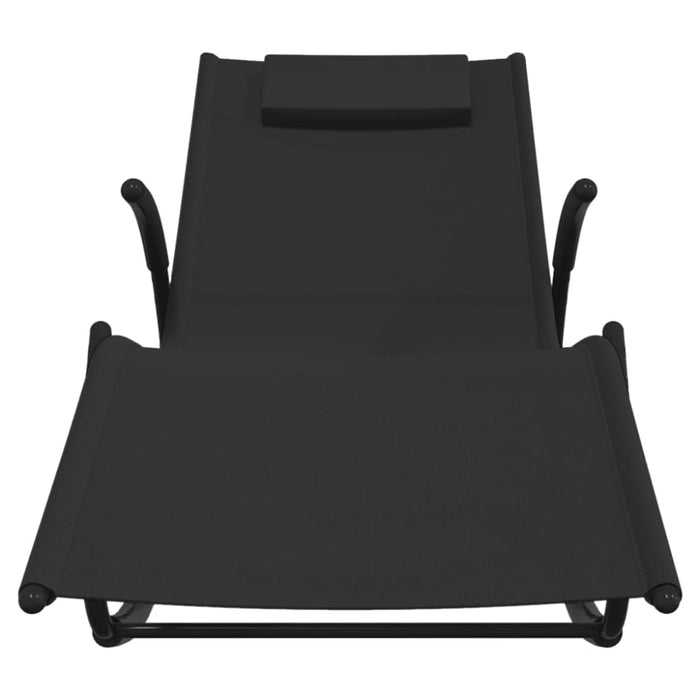 Rocking Sun Loungers 2 Pcs Black Steel and Textilene Tonoxn