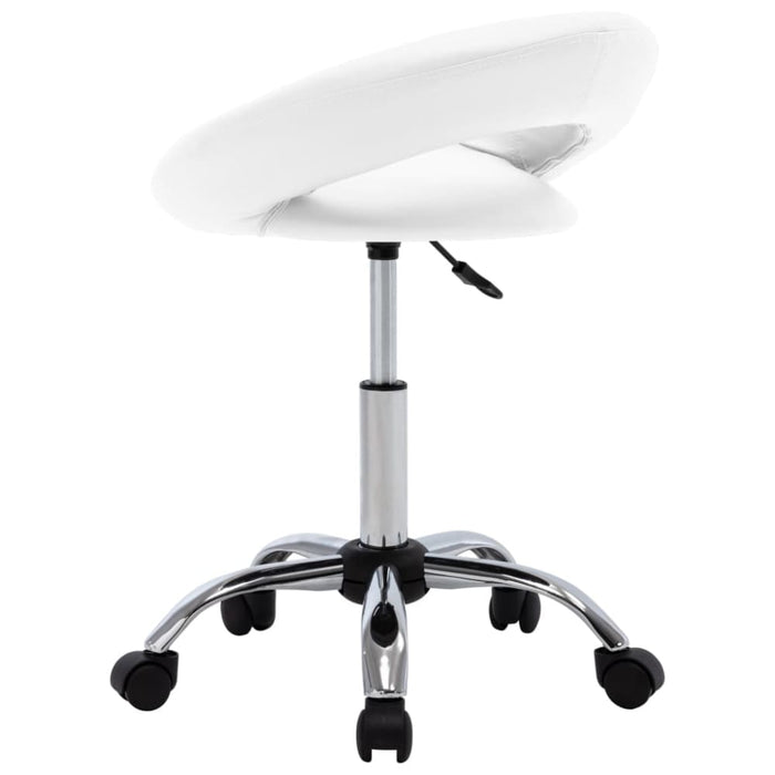 Rolling Work Chair White Faux Leather Txtllt