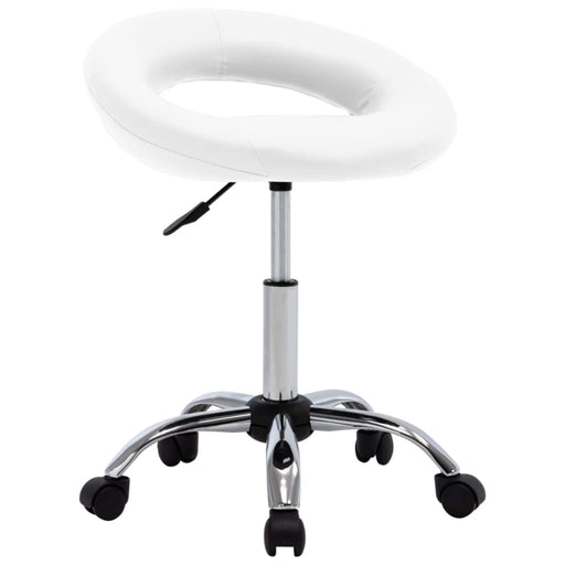 Rolling Work Chair White Faux Leather Txtllt