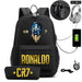 Ronaldo Printed Backpack with Usb and Lock 2 Piece Set