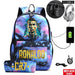 Ronaldo Printed Backpack with Usb and Lock 2 Piece Set