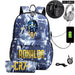 Ronaldo Printed Backpack with Usb and Lock 2 Piece Set