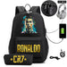 Ronaldo Printed Backpack with Usb and Lock 2 Piece Set