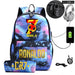 Ronaldo Printed Backpack with Usb and Lock 2 Piece Set