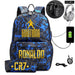 Ronaldo Printed Backpack with Usb and Lock 2 Piece Set
