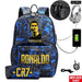 Ronaldo Printed Backpack with Usb and Lock 2 Piece Set