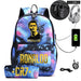 Ronaldo Printed Backpack with Usb and Lock 2 Piece Set