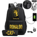 Ronaldo Printed Backpack with Usb and Lock 2 Piece Set
