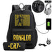 Ronaldo Printed Backpack with Usb and Lock 2 Piece Set