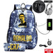 Ronaldo Printed Backpack with Usb and Lock 2 Piece Set