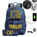 Ronaldo Printed Backpack with Usb and Lock 2 Piece Set
