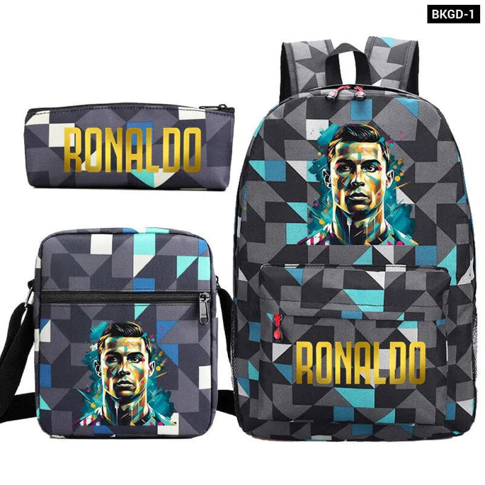 Ronaldo Printed School Bag Set Backpack Shoulder Pencil