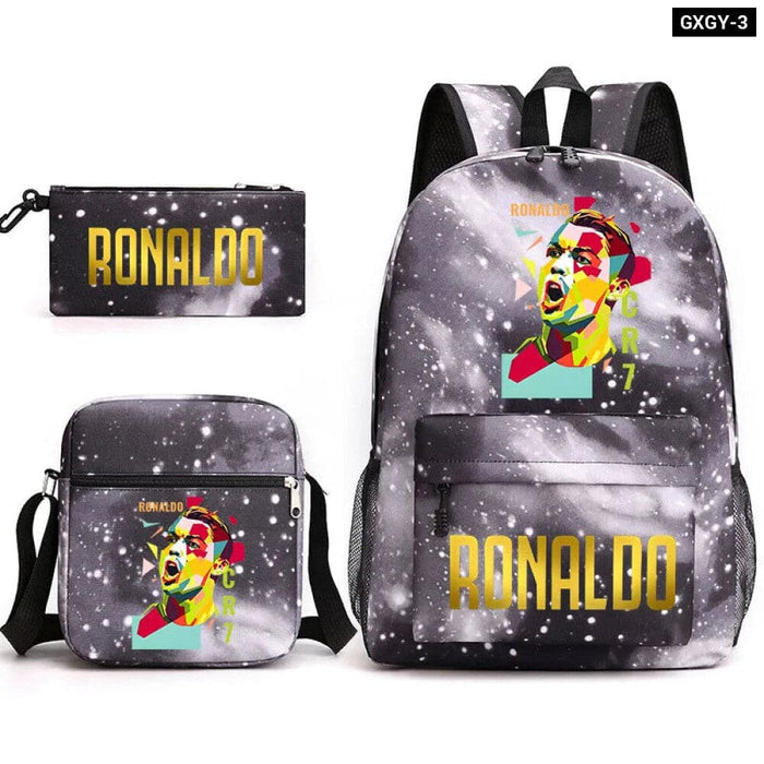 Ronaldo Printed School Bag Set Backpack Shoulder Pencil