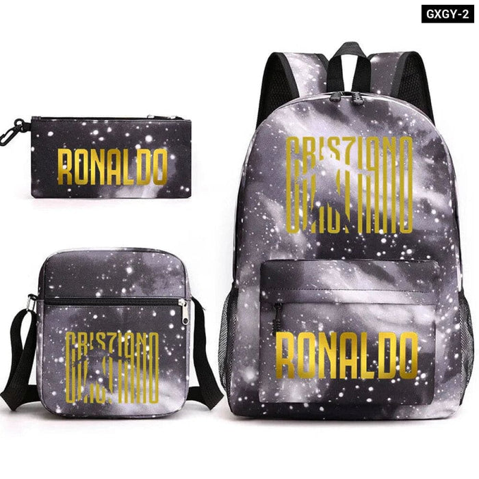 Ronaldo Printed School Bag Set Backpack Shoulder Pencil