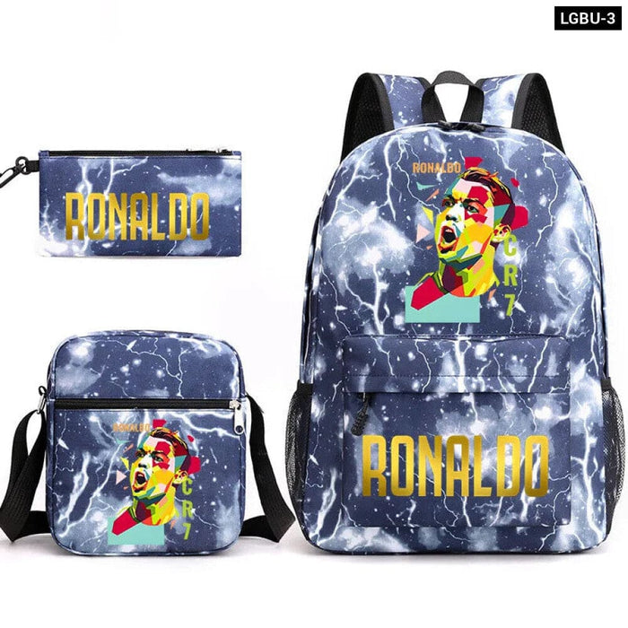 Ronaldo Printed School Bag Set Backpack Shoulder Pencil