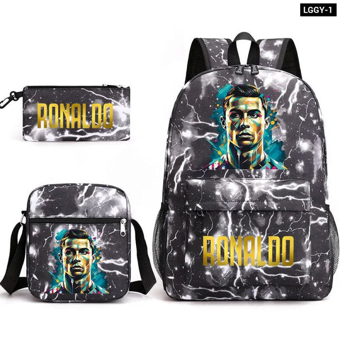 Ronaldo Printed School Bag Set Backpack Shoulder Pencil