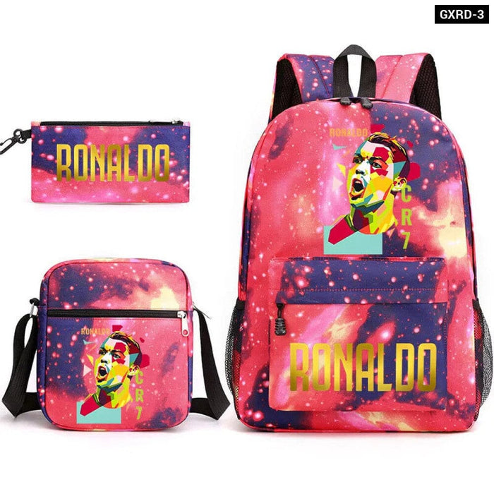 Ronaldo Printed School Bag Set Backpack Shoulder Pencil