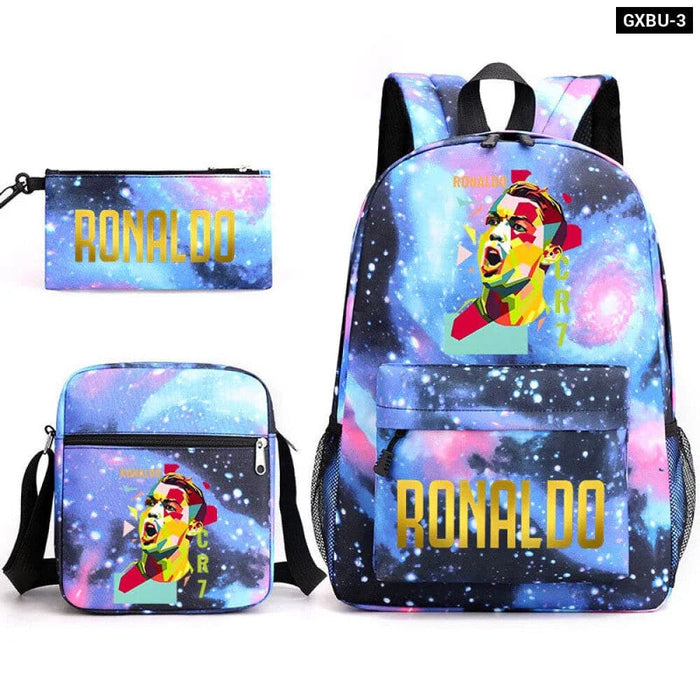 Ronaldo Printed School Bag Set Backpack Shoulder Pencil