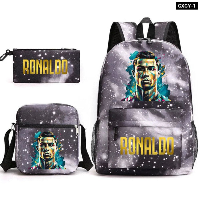Ronaldo Printed School Bag Set Backpack Shoulder Pencil